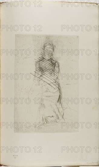 Agnes, 1875/78, James McNeill Whistler, American, 1834-1903, United States, Drypoint with foul biting, with drypoint cancellation, in black ink on ivory laid paper, 226 x 152 mm (plate), 380 x 238 mm (sheet, sight, bound)