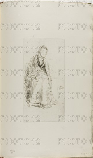 The Scotch Widow, 1875/76, James McNeill Whistler, American, 1834-1903, United States, Drypoint, with drypoint cancellation, in black ink on ivory laid paper, 220 x 102 mm (plate), 380 x 242 mm (sheet, sight, bound)