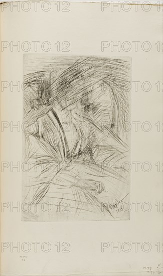Lady in an armchair, 1861, James McNeill Whistler, American, 1834-1903, United States, Drypoint, with drypoint and scraped cancellation, in black ink on ivory laid paper, 227 x 152 mm (plate), 374 x 240 mm (sheet, sight, bound)