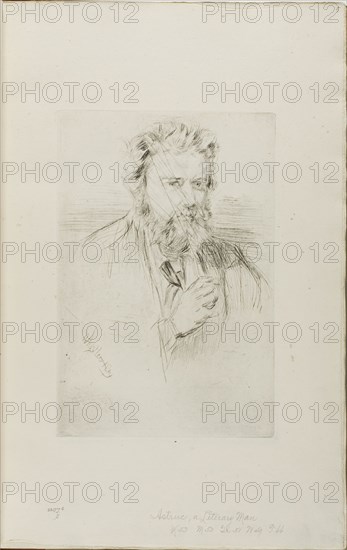 Z. Astruc, Editor of ‘L’Artiste’, 1859, James McNeill Whistler, American, 1834-1903, United States, Drypoint, with drypoint cancellation, in black ink on ivory laid paper, 227 x 152 mm (plate), 381 x 239 mm (sheet, sight, bound)