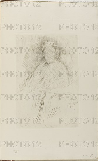 Mrs Leyland, Sr., 1874/75, James McNeill Whistler, American, 1834-1903, United States, Drypoint with foul biting, with scraped and drypoint cancellation, in black ink on ivory laid paper, 225 x 151 mm (plate), 380 x 242 mm (sheet, sight, bound)