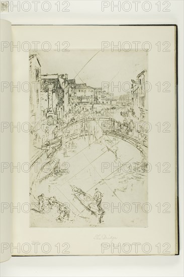 The Bridge, Santa Marta, 1879/80, James McNeill Whistler, American, 1834-1903, United States, Etching and drypoint with foul biting, with drypoint cancellation, in black ink on ivory laid paper, 296 x 199 mm (plate), 377 x 275 mm (sheet, sight, bound)