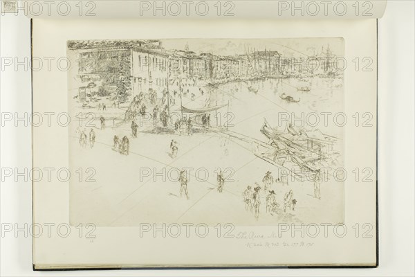 Riva, No. 2, 1879/80, James McNeill Whistler, American, 1834-1903, United States, Etching and drypoint with foul biting, with drypoint cancellation, in dark brown ink on ivory laid paper, 208 x 305 mm (plate), 275 x 377 mm (sheet, sight, bound)