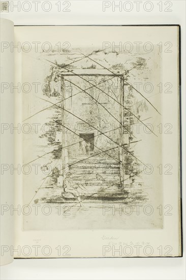 The Garden, 1879/80, James McNeill Whistler, American, 1834-1903, United States, Etching and drypoint with foul biting, with drypoint cancellation, in black ink on ivory laid paper, 305 x 235 mm (plate), 379 x 275 mm (sheet, sight, bound)