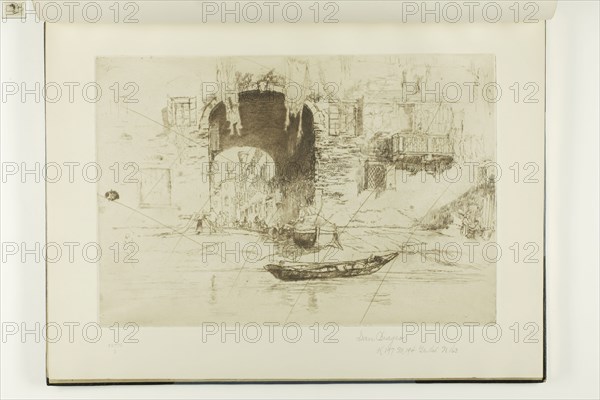 San Biagio, 1880, James McNeill Whistler, American, 1834-1903, United States, Etching and drypoint with foul biting, with drypoint cancellation, in brown ink on ivory laid paper, 305 x 208 mm (plate), 275 x 379 mm (sight, bound)
