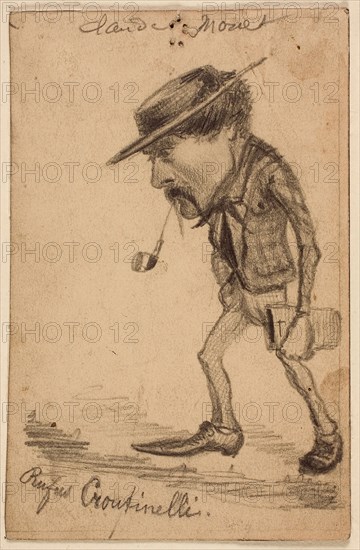 Caricature of Henri Cassinelli (Rufus Croutinelli), c. 1858, Claude Monet, French, 1840-1926, France, Graphite on commercially prepared tan wove card, 130 × 85 mm