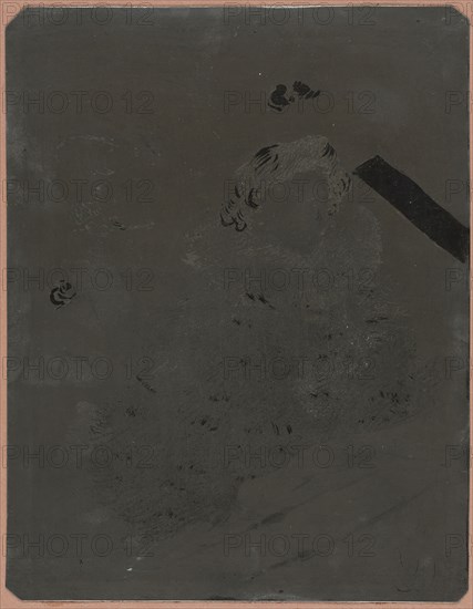 At the Concert, 1896, Henri de Toulouse-Lautrec, French, 1864-1901, France, Zinc lithographic plate with corners removed and beveled edges, laid down on mauve board and taped to mat, 321 × 250 mm