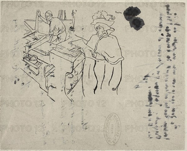 Cover of L’Estampe originale, with notes, 1893, Henri de Toulouse-Lautrec, French, 1864-1901, France, Lithograph in black on grayish-ivory wove China paper, 82 × 91 mm (image), 132 × 164 mm (sheet)