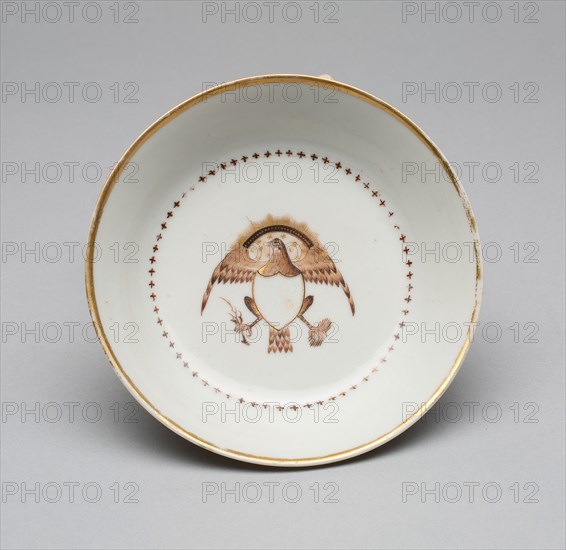 Saucer, 1775/1800, China, Chinese, made for the American market, United States, Porcelain, 3.2 × 12.7 cm (1 1/4 × 5 in.)