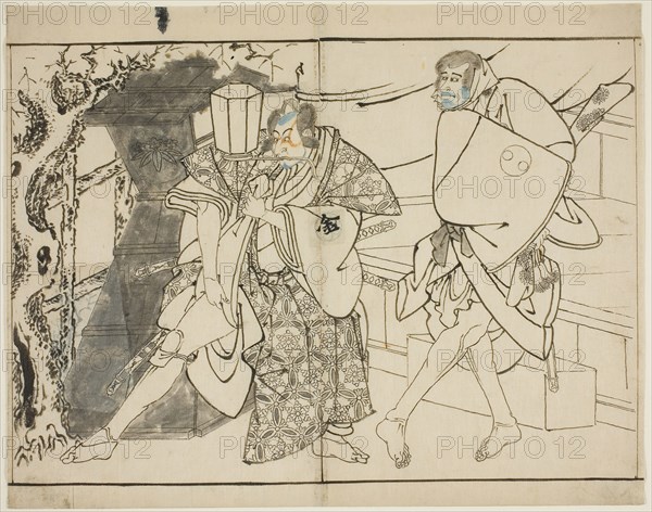 The Actors Arashi Ryuzo and Morita Kanya VIII, 1794, Toshusai Sharaku ??? ??, Japanese, active 1794-95, Japan, Ink and color on paper, 24.5 x 31.1 cm