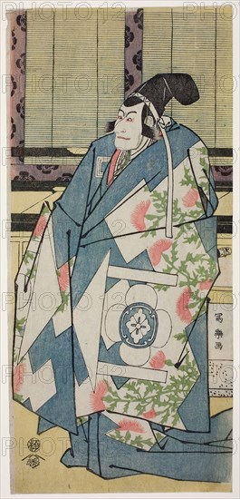 The Actor Ichikawa Ebizo as Kudo Saemon Suketsune (Ichikawa Ebizo no Kudo Saemon Suketsune), 1795, (Kansei 7), Toshusai Sharaku ??? ??, Japanese, active 1794-95, Japan, Color woodblock print, hosoban,nishiki-e, 32.0 x 14.7 cm