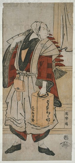 The Actor Matsumoto Koshiro IV as the Boatman Minagawa Shin’emon of Reisengasaki in Kamakura, Actually Hata Rokurozaemon Tokiyoshi (Yondai-me Matsumoto Koshiro no Kamakura Reizengasaki no sendo Minagawa Shin’emon, jitsuwa Hata Rokurozaemon), 1794, (Kansei 6), Toshusai Sharaku ??? ??, Japanese, active 1794-95, Japan, Color woodblock print, hosoban, nishiki-e, 31.6 x 13.8 cm