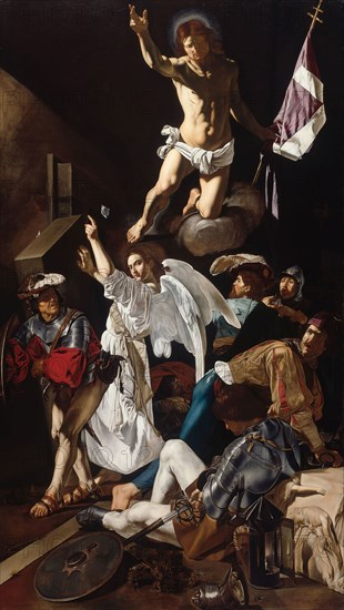 The Resurrection, 1619/20, Francesco Buoneri, called Cecco del Caravaggio, Italian, 1588/90–after 1620, Italy, Oil on canvas, 339.1 × 199.5 cm (133 1/2 × 78 1/2 in.)