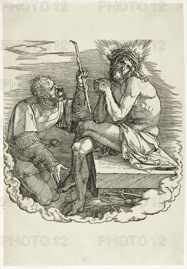 Christ, Man of Sorrows, Mocked by a Soldier, frontispiece from The Large Passion, 1511, Albrecht Dürer, German, 1471-1528, Germany, Woodcut in black on ivory laid paper, 286 x 197 mm