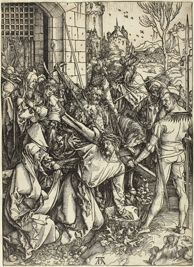 The Bearing of the Cross, from The Large Passion, c. 1498–99, published 1511, Albrecht Dürer, German, 1471-1528, Germany, Woodcut in black on ivory laid paper, 390 x 283 mm