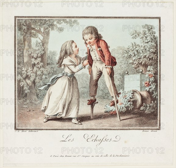 The Stilts, n.d., Louis-Marin Bonnet (French, 1736-1793), after Jean Baptiste Huet (French, 1745-1811), France, Aquatint on paper, 134 × 173 mm (image), 193 × 202 mm (sheet)