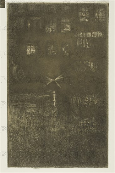 The Dance House: Nocturne, 1889, James McNeill Whistler, American, 1834-1903, United States, Etching with foul biting in dark brown ink on cream laid paper, 272 x 170 mm (image, trimmed within plate mark), 275 x 170 mm (sheet)