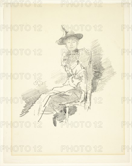 The Winged Hat, 1890, James McNeill Whistler, American, 1834-1903, United States, Transfer lithograph in black with scraping, on ivory wove paper, 179 x 174 mm (image), 283 x 224 mm (sheet)