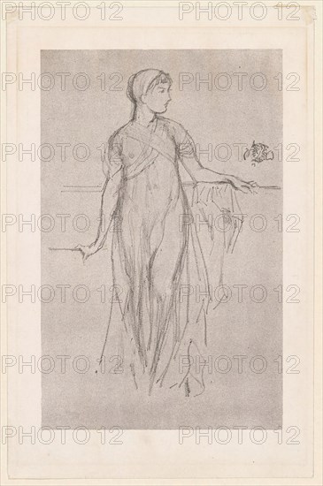 Study, 1879, James McNeill Whistler, American, 1834-1903, United States, Lithograph, in black ink, on a prepared half-tint ground, with scraping, on ivory plate paper, 260 x 165 mm (image), 322 x 210 mm (sheet)