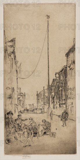 The Venetian Mast, 1879/80, James McNeill Whistler, American, 1834-1903, United States, Etching and drypoint in black ink on ivory laid paper, 344 x 165 mm (plate), 354 x 167 mm (sheet)