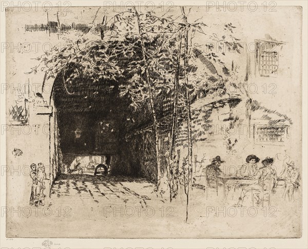 The Traghetto, No. 2, 1880, James McNeill Whistler, American, 1834-1903, United States, Etching and drypoint with foul biting in black ink on ivory laid paper, 238 x 306 mm (plate), 315 x 439 mm (sheet)