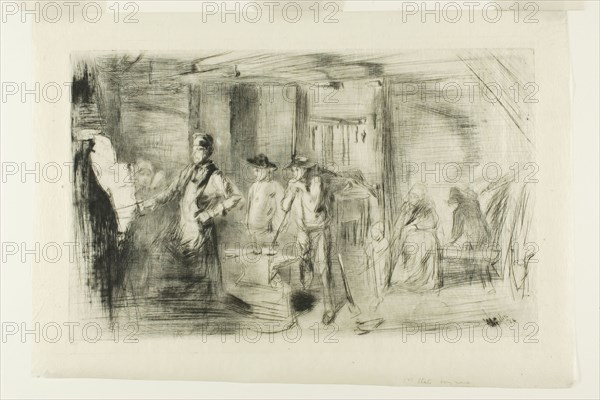 The Forge, 1861, James McNeill Whistler, American, 1834-1903, United States, Drypoint in black ink on cream Japanese paper, 197 x 318 mm (plate), 257 x 369 mm (sheet)