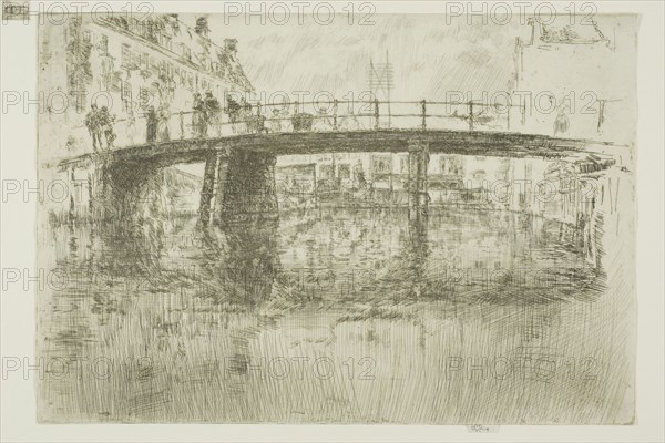 Bridge, Amsterdam, 1889, James McNeill Whistler, American, 1834-1903, United States, Etching with foul biting in black ink on ivory laid paper, 164 x 239 mm (image, trimmed within plate mark), 167 x 239 mm (sheet)