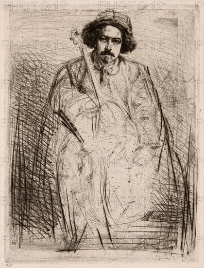 J. Becquet, Sculptor, 1859, James McNeill Whistler, American, 1834-1903, United States, Drypoint and etching, with foul biting and roulette, in black on ivory laid paper, 245 x 193 mm (image), 255 x 194 mm (plate), 320 x 322 mm (sheet)