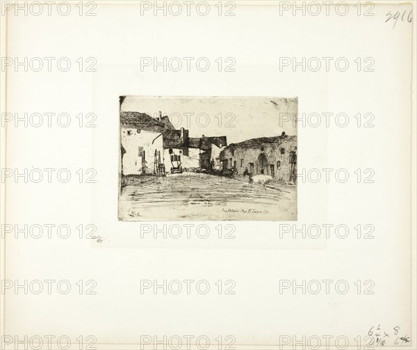Liverdun, 1858, James McNeill Whistler, American, 1834-1903, United States, Etching with foul biting in black ink on off-white China paper laid down on off-white wove paper (chine collé), 109 x 154 mm (plate), 294 x 351 mm (sheet)