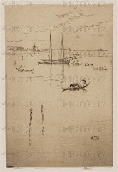 The Little Lagoon, 1879/80, James McNeill Whistler, American, 1834-1903, United States, Etching and drypoint with foul biting in black ink on cream laid paper, 227 x 151 mm (image, trimmed within plate mark), 231 x 151 mm (sheet)