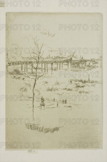 Charing Cross Bridge, 1887/88, James McNeill Whistler, American, 1834-1903, United States, Etching with foul biting in dark brown ink on ivory paper, 131 x 95 mm (image, trimmed within plate mark), 135 x 95 mm (sheet)