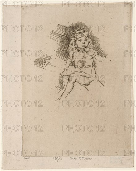 Baby Pettigrew, 1887, James McNeill Whistler, American, 1834-1903, United States, Etching with foul biting in dark brown ink on cream laid paper, 134 x 97 mm (plate), 145 x 117 mm (sheet)
