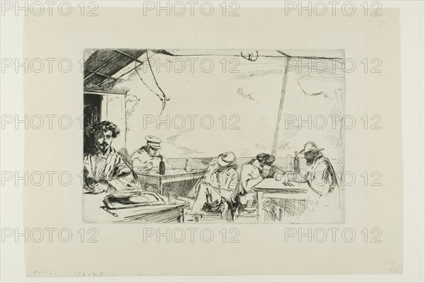 Soupe à trois sous (Soup for three sous), 1859, James McNeill Whistler, American, 1834-1903, United States, Etching with foul biting in black ink on off-white Japanese paper, 152 x 228 mm (plate), 235 x 328 mm (sheet)