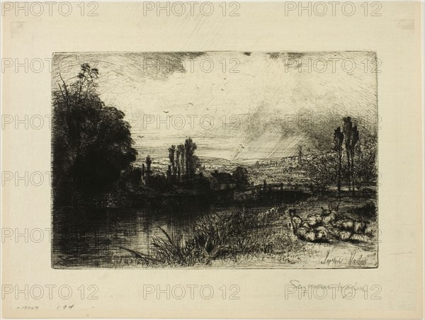 On the Test, c. 1859, Francis Seymour Haden, English, 1818-1910, England, Etching and drypoint on ivory wove paper, 151 × 257 mm (image/plate), 215 × 281 mm (sheet), Works by Friedrich Schiller, 1834–37, Moritz Retzsch (German, 1779-1857), written by Friedrich von Schiller (German, 1759-1805), written by Karl August Böttiger (German, 1760-1835), Germany, Book with engravings in black on ivory wove paper, 219 × 315 × 23 mm