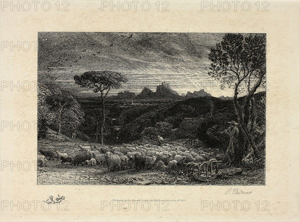 Opening the Fold, n.d., Samuel Palmer, English, 1805-1881, England, Etching in black on paper, 119 × 177 mm (image), 190 × 240 mm (plate), 275 × 360 mm (sheet), Catalogue of the Glory of the World, by Barthélemy de Chasseneuz, Including the Waters of the Legion in the Senate of Governor, Judges, and of the Illustrious (Catalogus Gloriae Mundi D. Bartholomaei Cassanaei, Burgundi, apud Aquas Sextias in Senatu Decuriae Praesidis, ac Viri Clarissimi), 1579, Jost Amman (Swiss, 1539-1591), written by Barthélemy de Chasseneuz (French, c. 1480-1541), published by Sigmund Feyerabend (German, c. 1527-1590), printed by Georg Corvinus (German, died 1580), Switzerland, Book with woodcuts, letterpress, and twelve etchings, folded, in black on cream laid paper, 342 x 238 x 65 mm, The Fields and the Woodlands: Depicted by Painter and Poet, 1873, Charles Blair Leighton (English, 1823-1855), published by Ward, Lock and Tyler (English, 19th century), England, Book with color engravings on ivory wove pape...