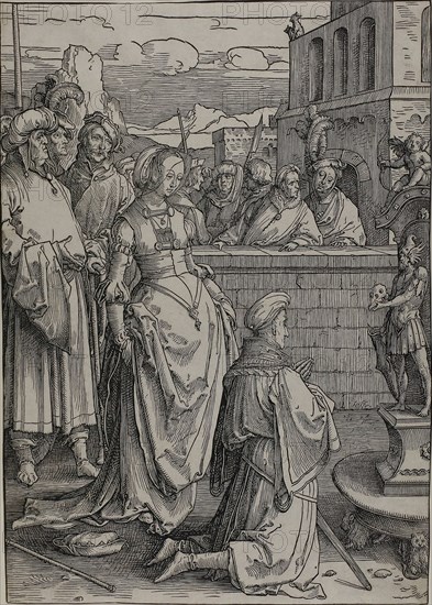 Solomon’s Idolatry, c. 1514, Lucas van Leyden, Netherlandish, c. 1494-1533, Netherlands, Woodcut in black on off-white laid paper, 411 x 290 mm (image/sheet, sheet trimmed within block)