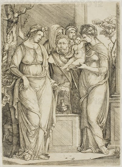 Sacrifice to Priapus, the larger plate, 1499/1501, Jacopo de’ Barbari, Italian, 1460/70-before July 1516, Italy, Engraving, on paper, 226 x 165 mm