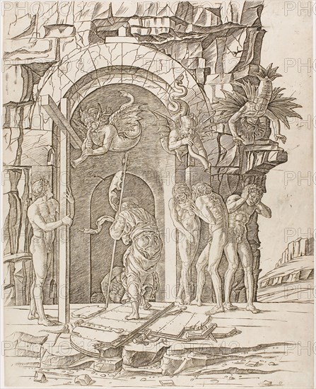 Descent into Limbo, c. 1465, School of Andrea Mantegna, Italian, 1431-1506, Italy, Engraving on paper, 426 x 340 mm