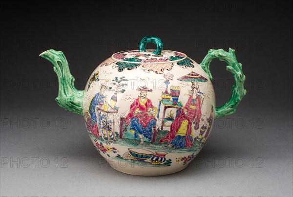 Punch Pot, 1755/65, England, Staffordshire, Staffordshire, Salt-glazed stoneware, polychrome enamels, 20.3 x 31.8 cm (8 x 12 1/2 in.)