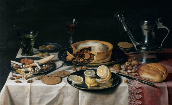 Still Life, about 1625, Pieter Claesz, Dutch, 1596/97–1660, Netherlands, Oil on panel, 48 × 76.9 cm (18 7/8 × 30 1/4 in.)