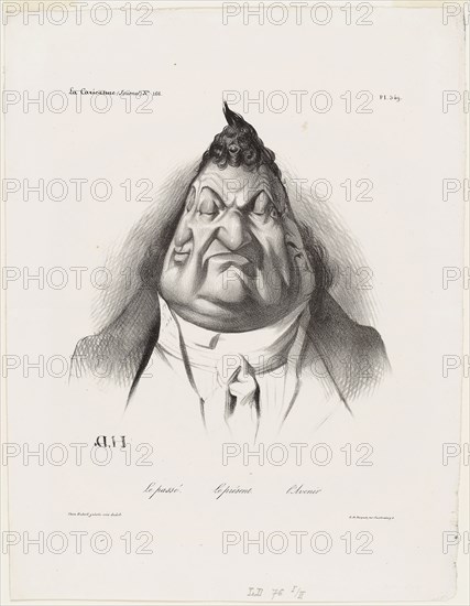 The Past, the Present, the Future, plate 349, 1834, Honoré Victorin Daumier, French, 1808-1879, France, Lithograph in black on off-white wove paper, 216 × 195 mm (image), 357 × 270 mm (sheet)