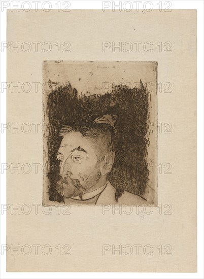 Portrait of Stéphane Mallarmé, 1891, printed 1919, Paul Gauguin, French, 1848-1903, France, Etching, drypoint and engraving in brown-black on cream Japanese laid paper, 183 × 145 mm (plate), 330 × 240 mm (sheet)