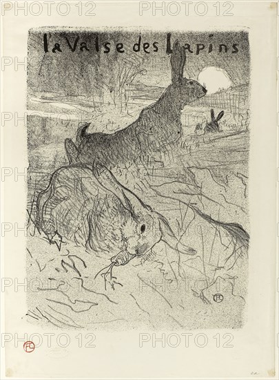 The Rabbits’ Waltz, 1895, Henri de Toulouse-Lautrec, French, 1864-1901, France, Lithograph on cream wove paper, 313 × 233 mm (image), 384 × 283 mm (sheet)