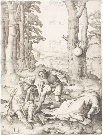 Mohammed and the Monk Sergius, 1508, Lucas van Leyden, Netherlandish, c. 1494-1533, Netherlands, Engraving in black on ivory laid paper, 288 x 218 mm (image/sheet, trimmed within plate mark)