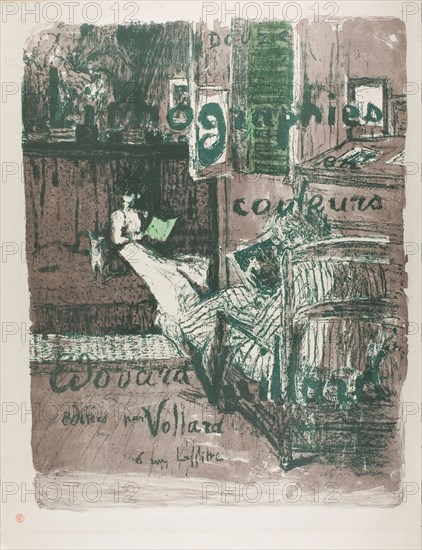 Album Cover for Landscapes and Interiors, 1899, Edouard Vuillard (French, 1868-1940), printed by Auguste Clot (French, 1858-1936), published by Ambroise Vollard (French, 1867-1939), France, Color lithograph on grayish-ivory laid China paper, 523 × 402 mm (image), 607 × 442 mm (sheet)