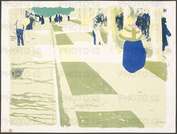 The Avenue, plate two from Landscapes and Interiors, 1899, Edouard Vuillard (French, 1868-1940), printed by Auguste Clot (French, 1858-1936), published by Ambroise Vollard (French, 1867-1939), France, Color lithograph on grayish-ivory China paper, 311 × 411 mm (image), 334 × 442 mm (sheet)