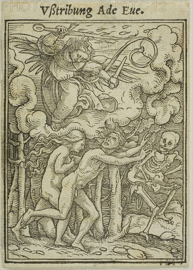 Adam and Eve Driven out of Paradise, n.d., Hans Holbein, the younger, German, 1497-1543, Germany, Woodcut on paper, 66 x 49 mm
