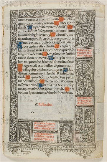 Visitation, from the Book of Hours, n.d., Thielmann Kerver, German, active 1497-1524, Germany, Woodcut in black (or soft metal relief cut) with hand-coloring on parchment, 150 x 91 mm
