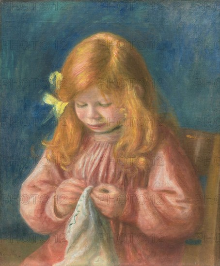 Jean Renoir Sewing, 1899/1900, Pierre-Auguste Renoir, French, 1841–1919, France, Oil on canvas, 55.4 × 46.3 cm (21 3/4 × 18 1/4 in.)