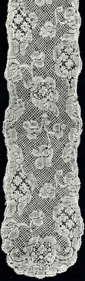 Lappet, 1740s/50s, France, Linen, bobbin straight lace of a type known as "Valenciennes" with a five hole mesh ground, 51.8 × 8.3 cm (20 3/8 × 3 1/4 in.)